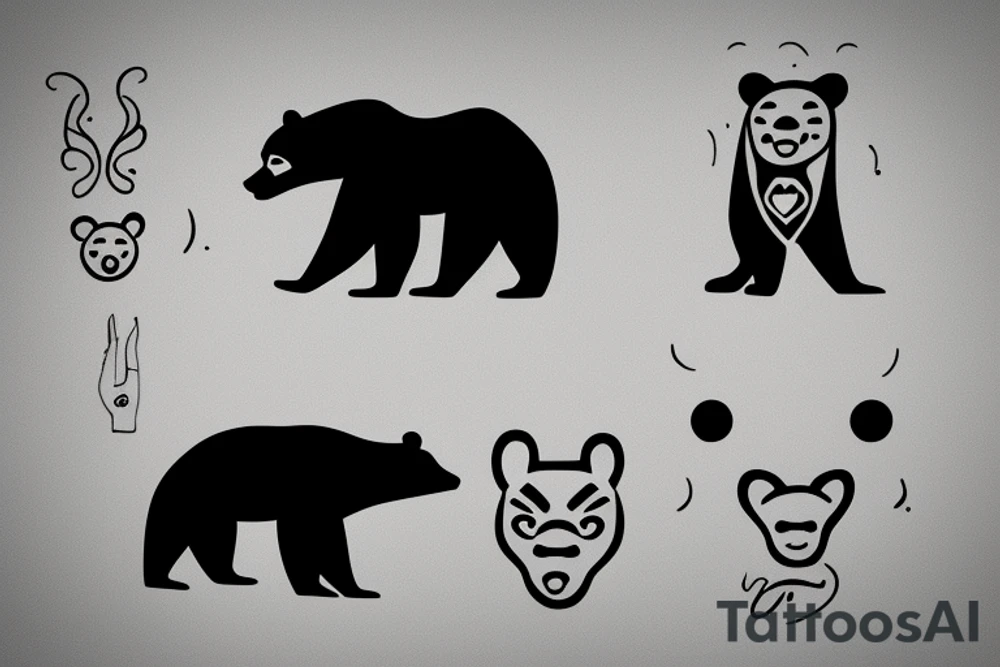 bear face line tattoo idea