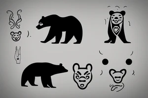 bear face line tattoo idea