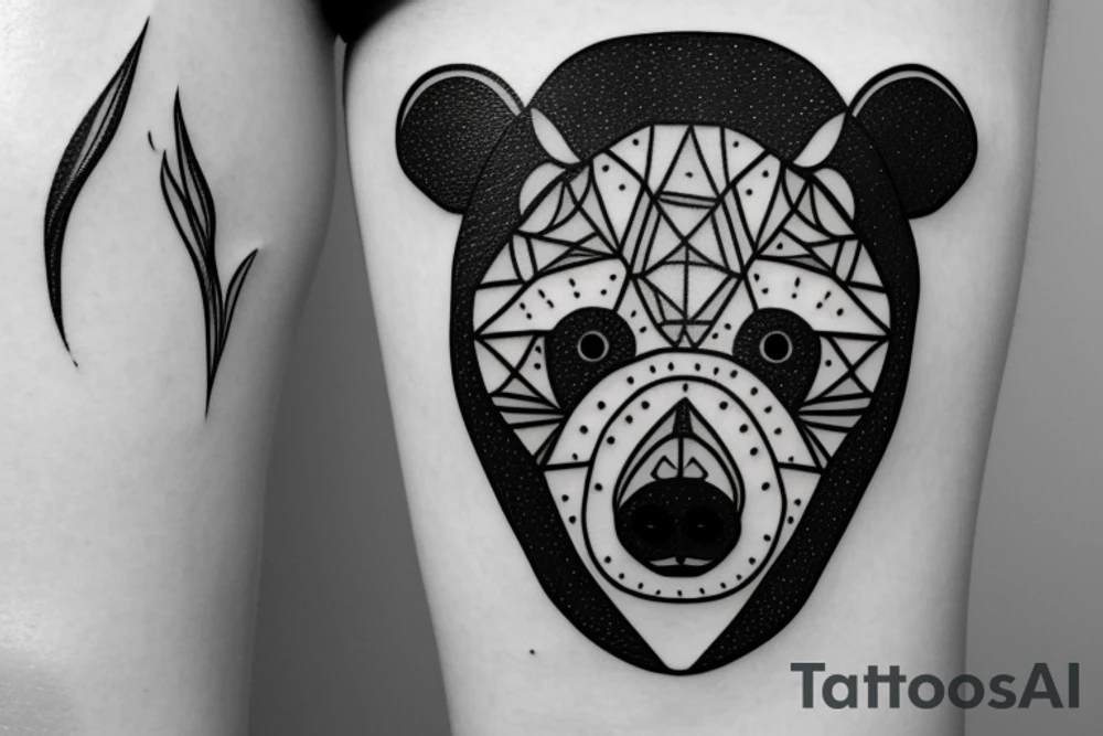 bear face line tattoo idea