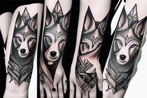 Wolf paw with human face tattoo idea