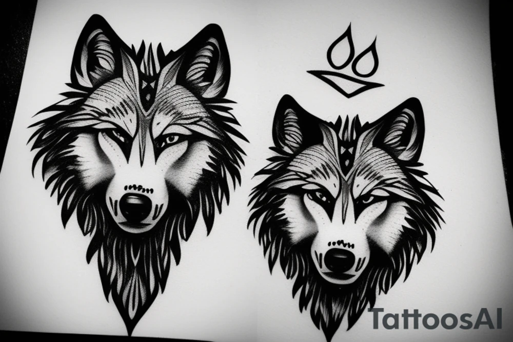 Wolf paw with human face tattoo idea