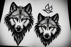 Wolf paw with human face tattoo idea