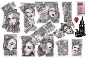 pretty woman on a bank note tattoo idea