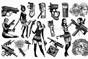 beautiful woman with a gun tattoo idea