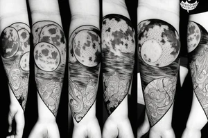 Detailed moon with outdoors in foreground tattoo idea