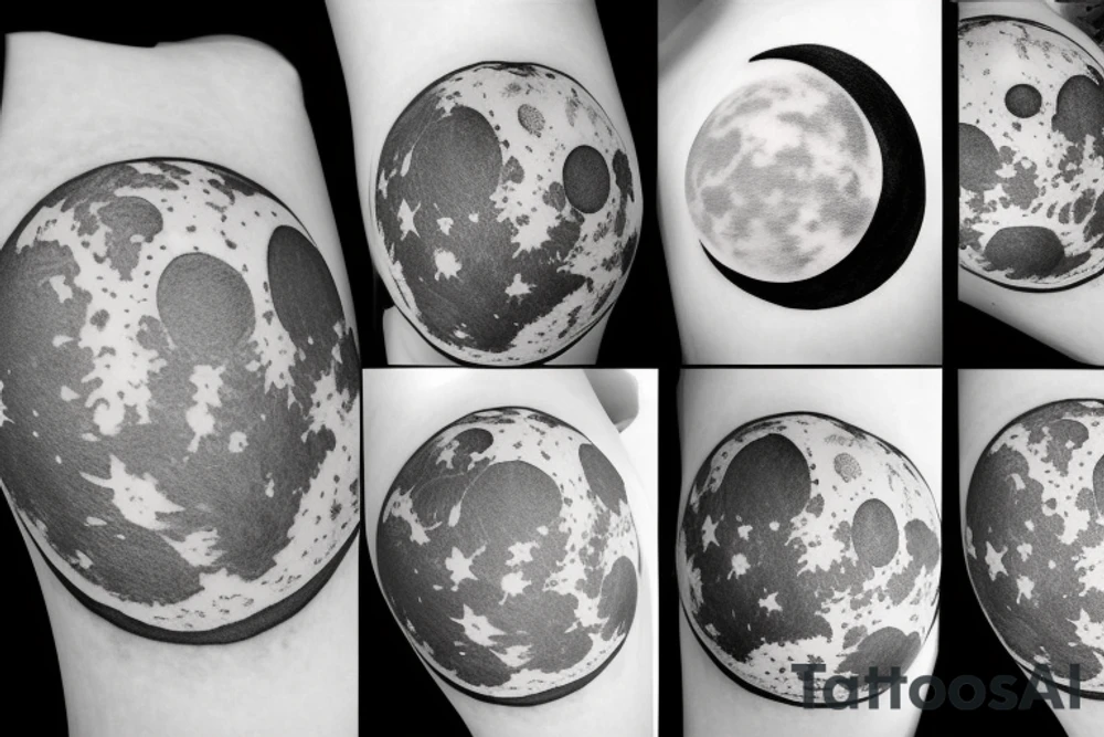 Detailed moon with outdoors in foreground tattoo idea