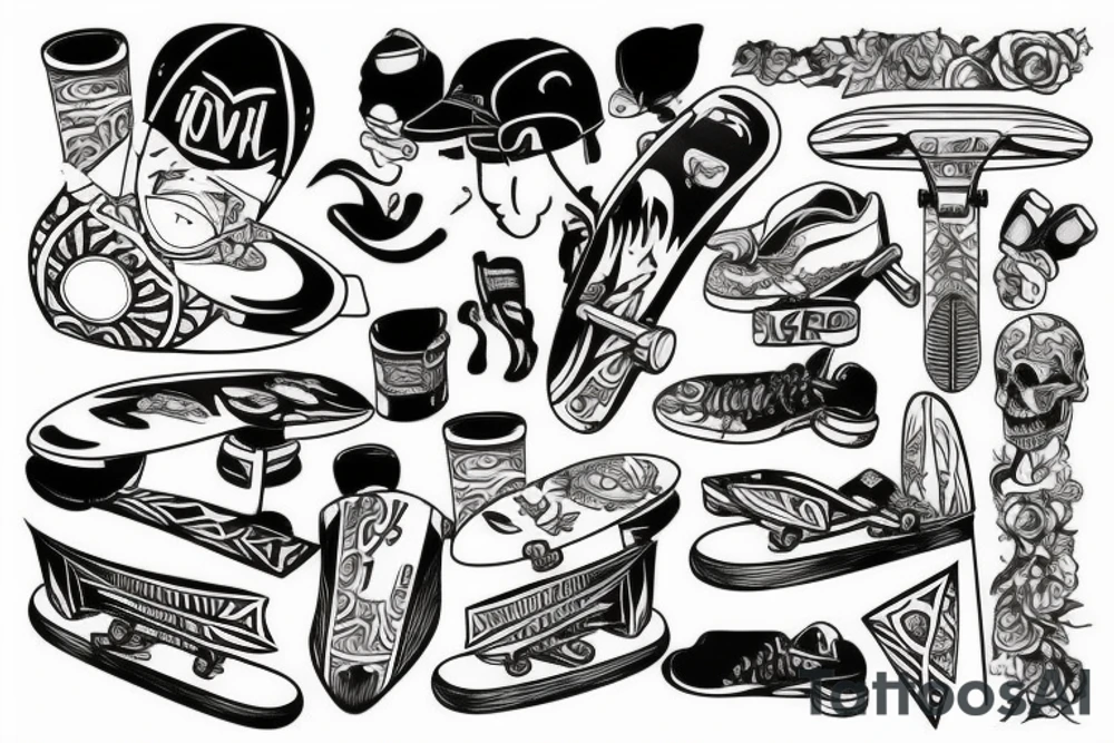 I want a skateboard with something clever tattoo idea