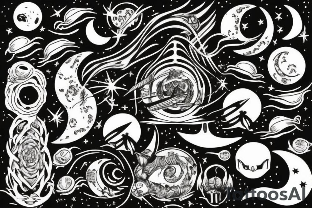 starship approaches moon tattoo idea