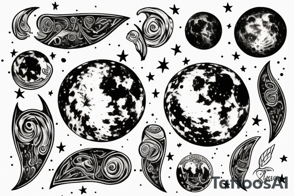 earth moon constellation tattoo idea