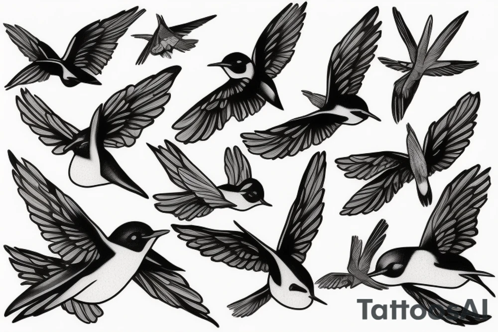 swallow flying tattoo idea