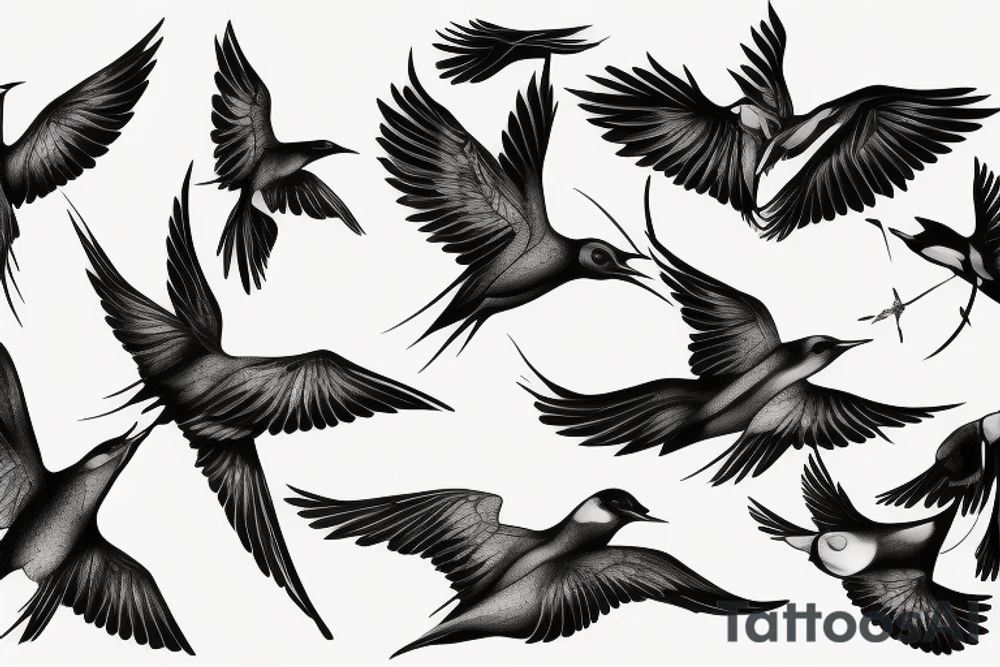 swallow flying tattoo idea