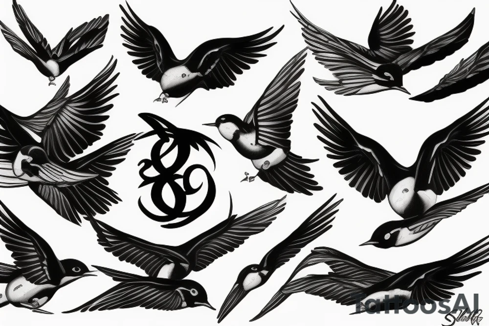 swallow flying tattoo idea