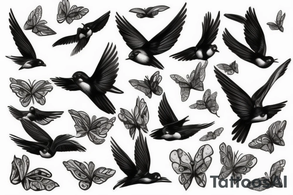 swallow flying tattoo idea