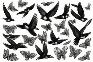 swallow flying tattoo idea