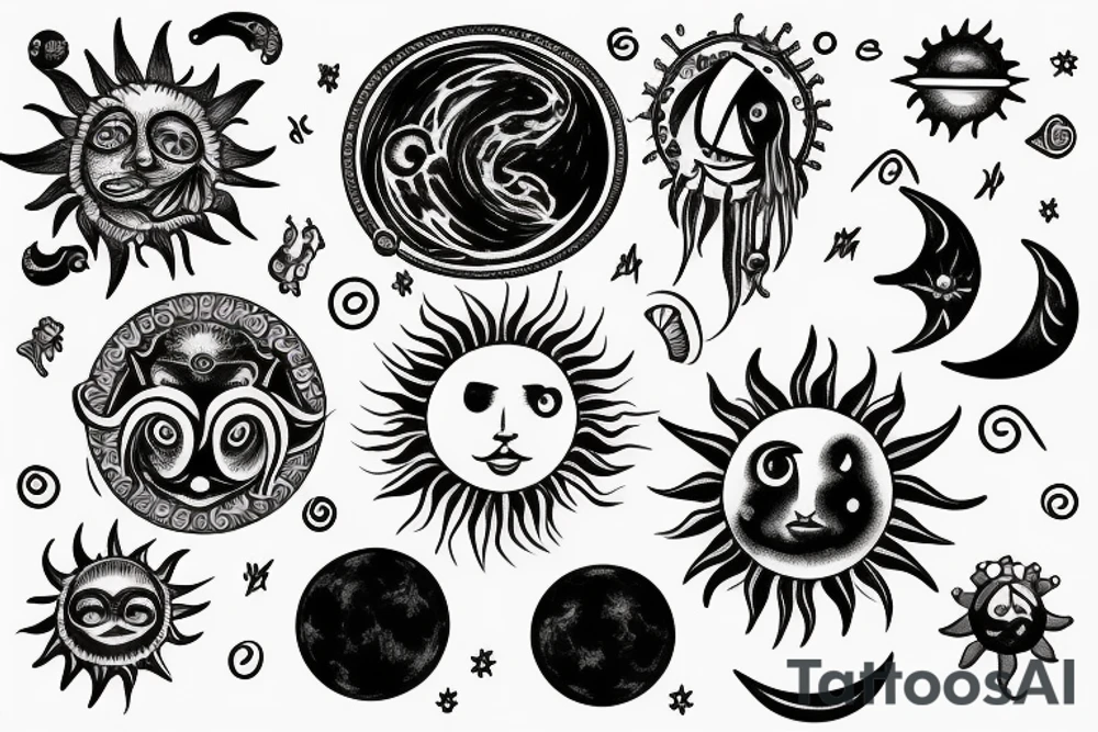 Silver city title with a sun and moon tattoo idea