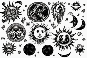 Silver city title with a sun and moon tattoo idea