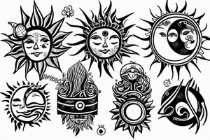 Silver city title with a sun and moon tattoo idea
