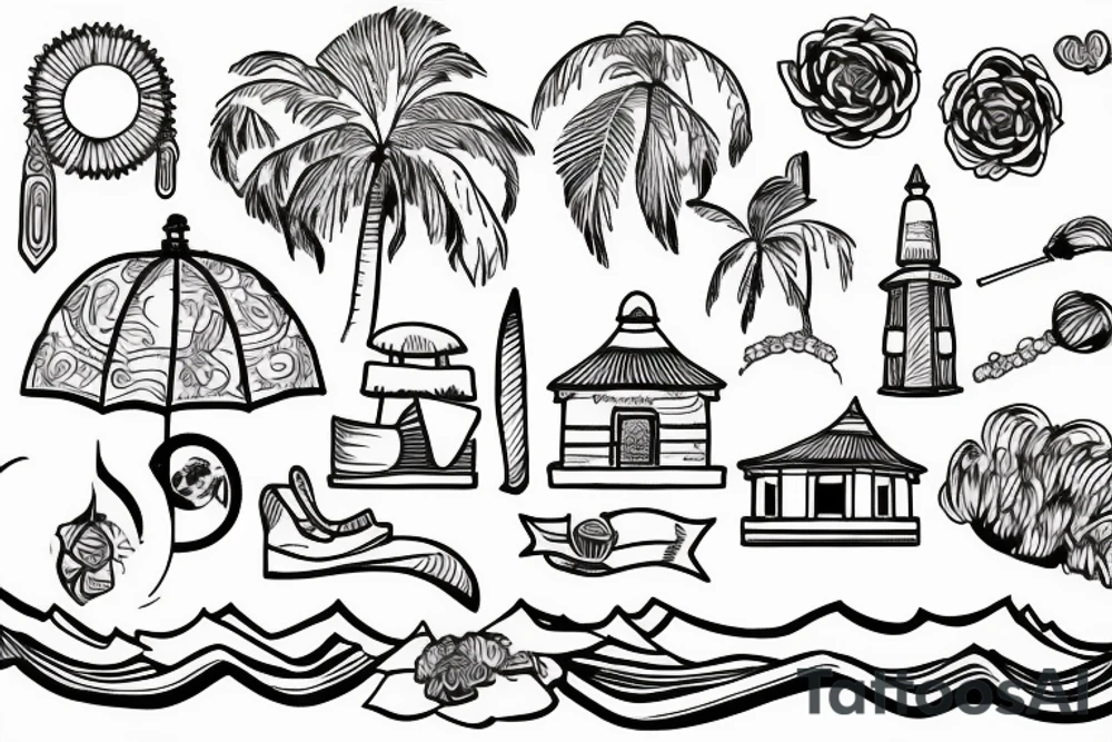 temple with a beach tattoo idea