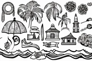temple with a beach tattoo idea