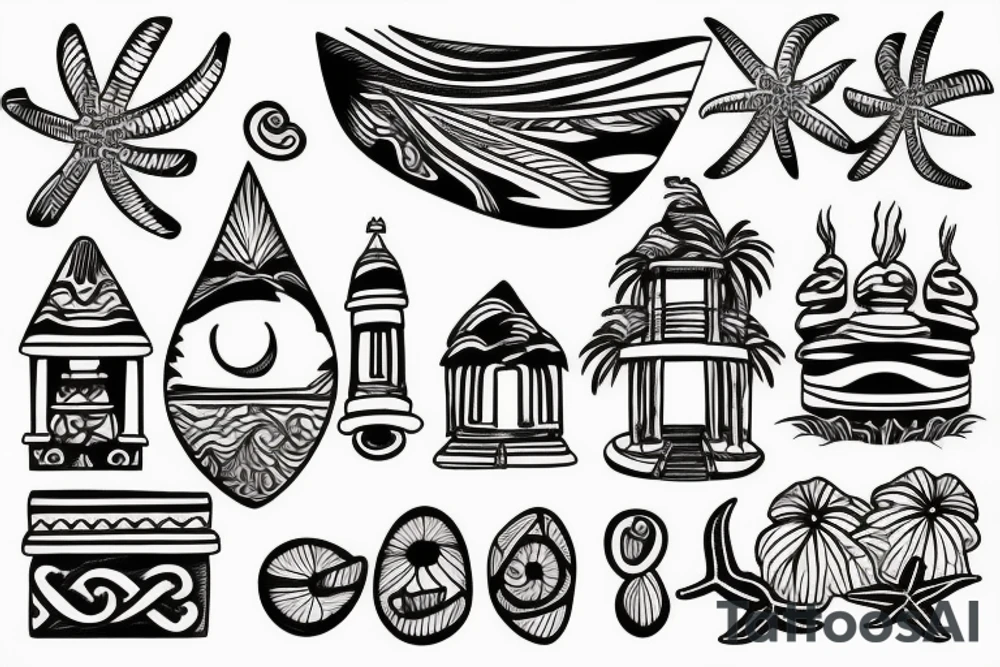 temple with a beach tattoo idea