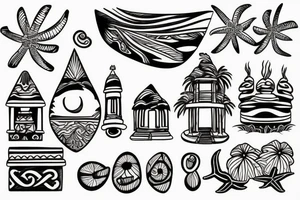temple with a beach tattoo idea