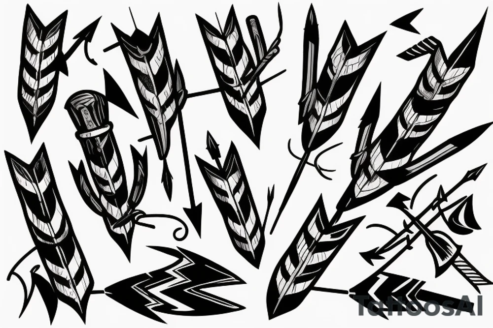 Bundle of arrows, blue ribbon broken arrow tattoo idea