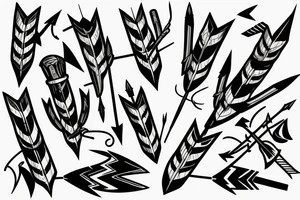 Bundle of arrows, blue ribbon broken arrow tattoo idea