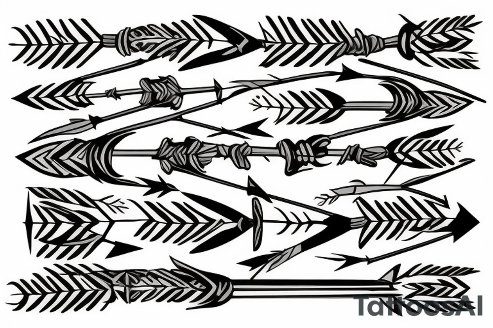 Bundle of arrows, blue ribbon broken arrow tattoo idea