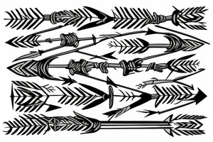 Bundle of arrows, blue ribbon broken arrow tattoo idea