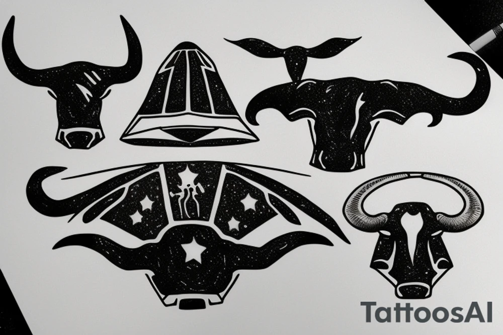 UFO abducting a longhorn tattoo idea