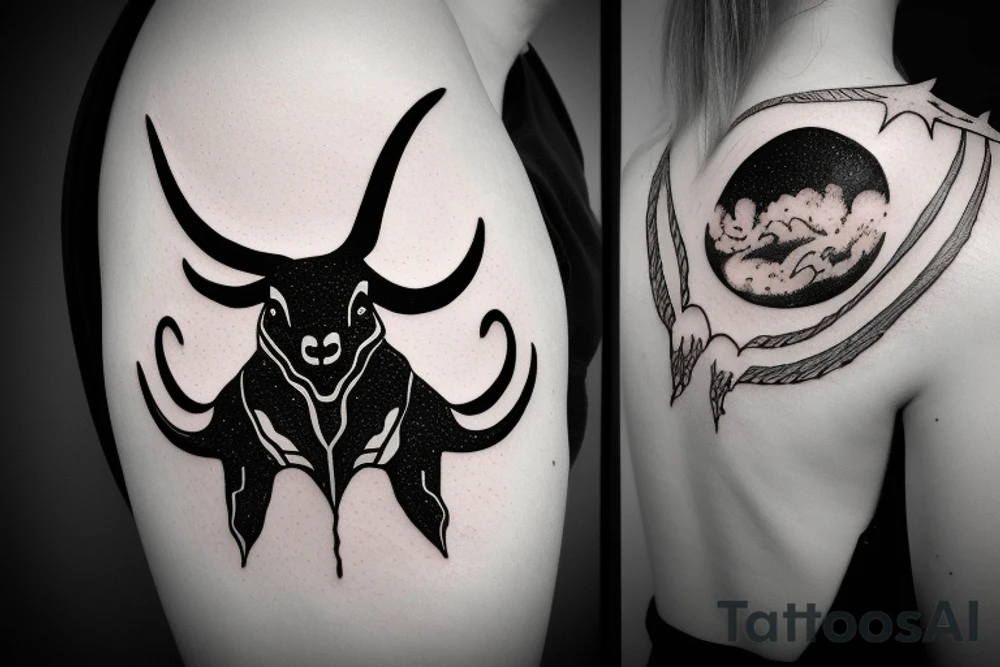 UFO abducting a longhorn tattoo idea