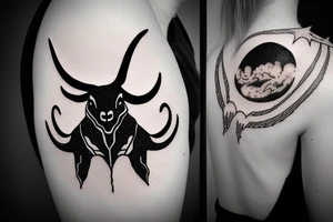UFO abducting a longhorn tattoo idea