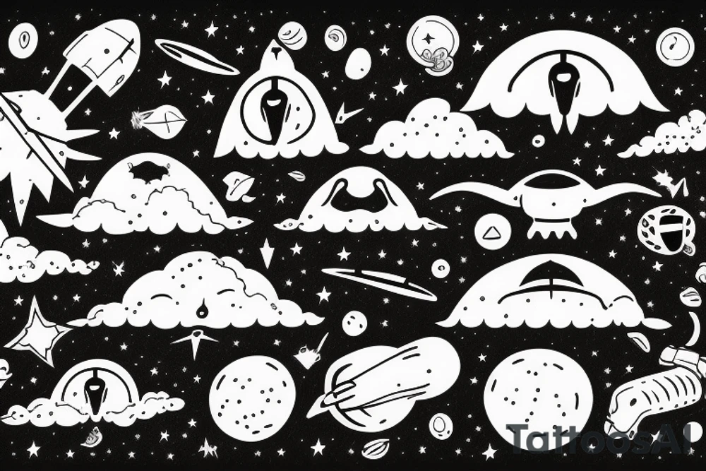 UFO abducting a longhorn tattoo idea