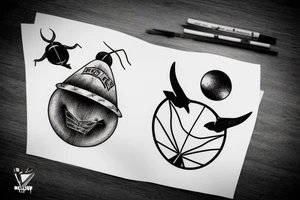 UFO abducting a longhorn tattoo idea