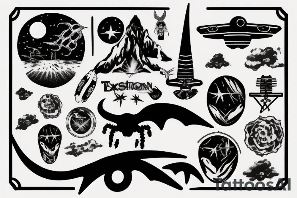 UFO abducting a longhorn tattoo idea