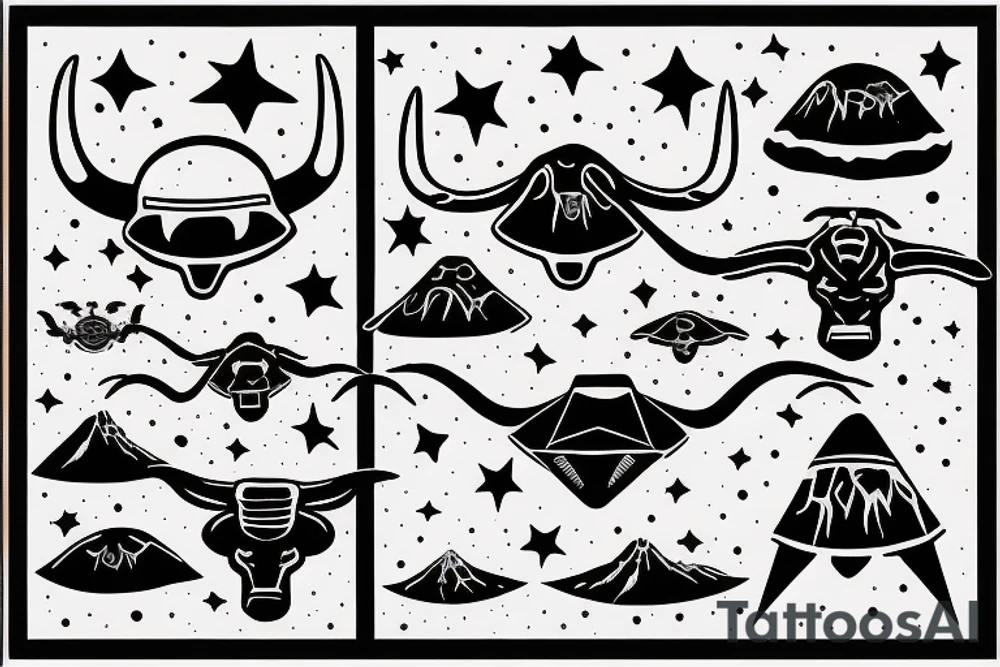 UFO abducting a longhorn tattoo idea