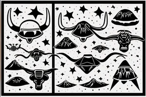 UFO abducting a longhorn tattoo idea