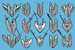 Bundle of arrows wrapped in blue ribbon tattoo idea