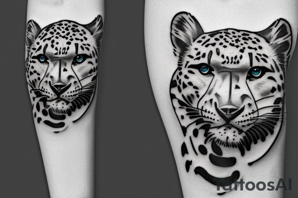 Snow leopard stalking prey tattoo idea
