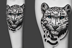 Snow leopard stalking prey tattoo idea