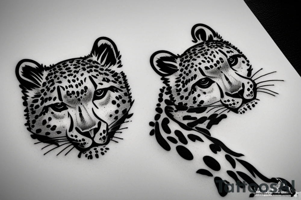 Snow leopard stalking prey tattoo idea