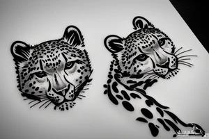 Snow leopard stalking prey tattoo idea