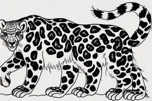 Snow leopard stalking prey tattoo idea