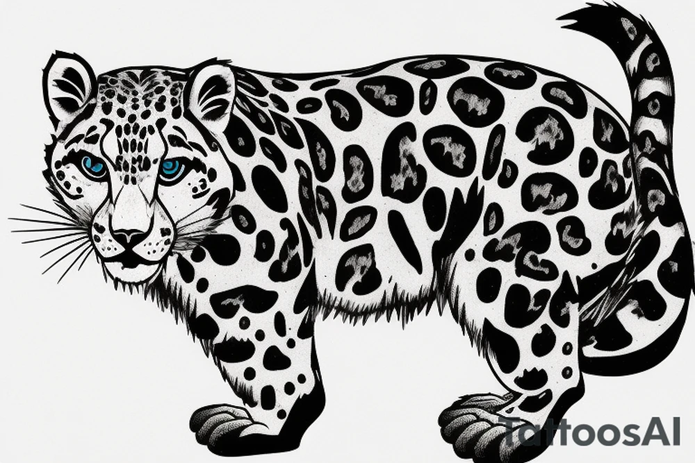 Snow leopard stalking prey tattoo idea
