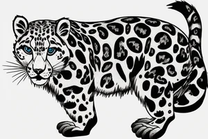 Snow leopard stalking prey tattoo idea