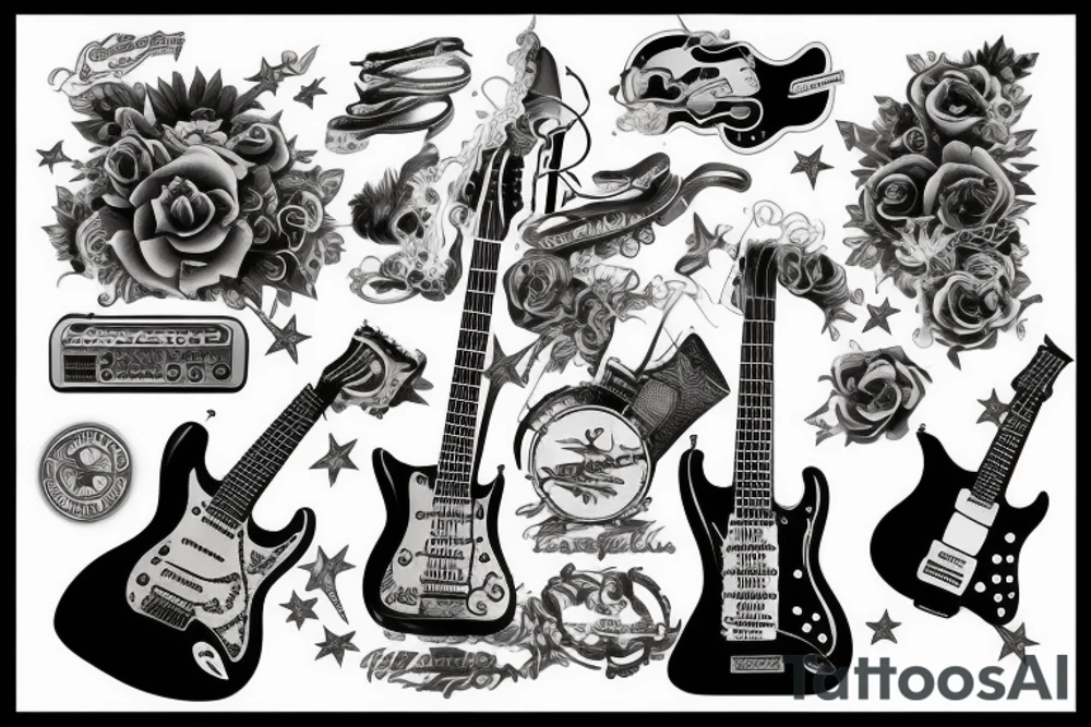 Rock and roll guitar tattoo idea