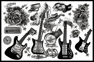 Rock and roll guitar tattoo idea