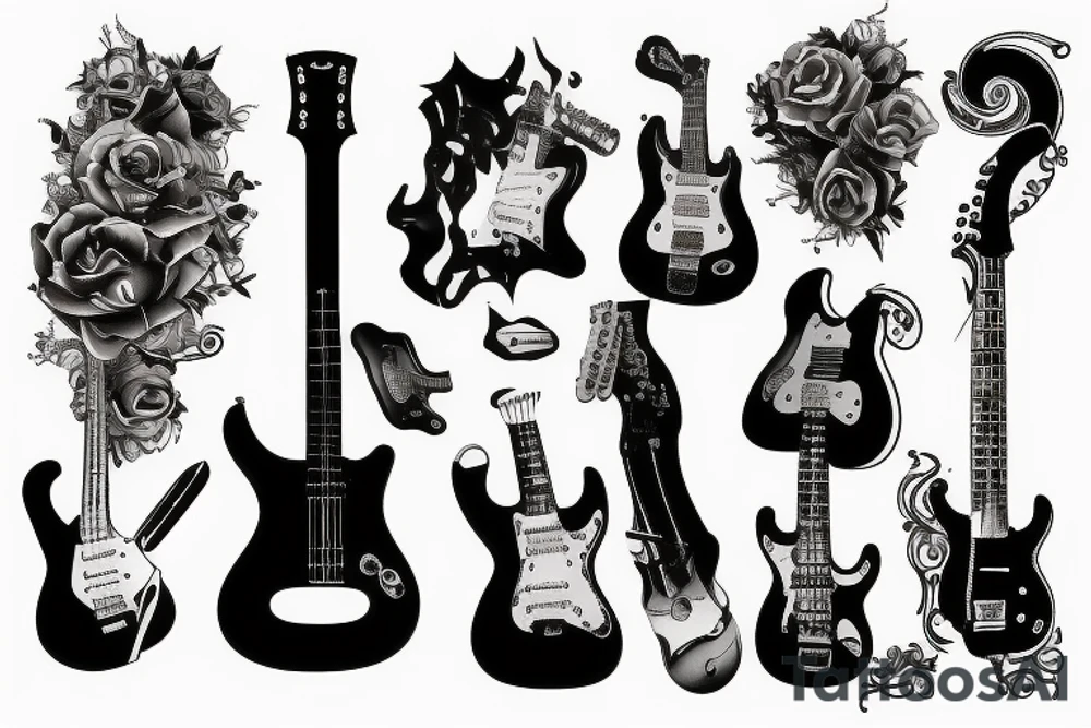 Rock and roll guitar tattoo idea
