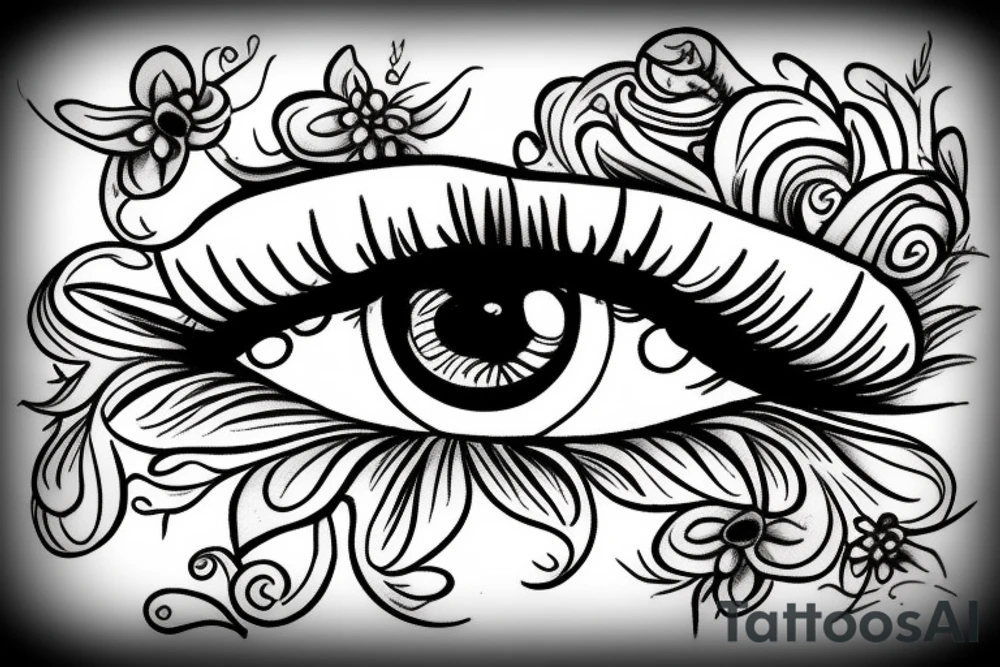 Eye with flowers tattoo idea