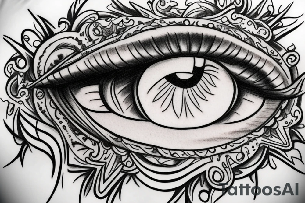 Angel Eye between clouds tattoo idea
